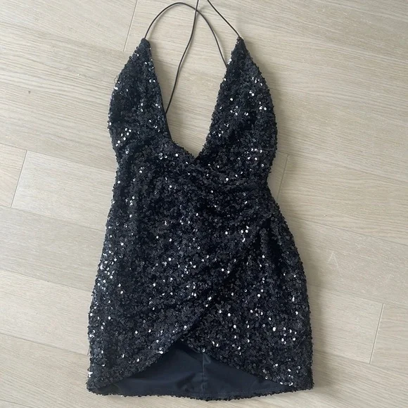 Oh Polly | Dresses | Black Sequins Dress From Oh Polly Only Worn Once Great  Condition | Poshmark